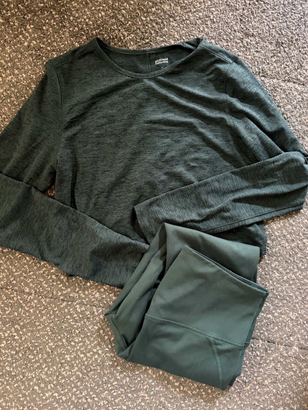 girlfriend collective Heathered Forest Green Set
